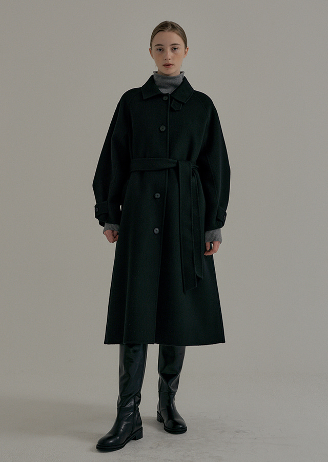 [15%] handmade wool trench coat-black