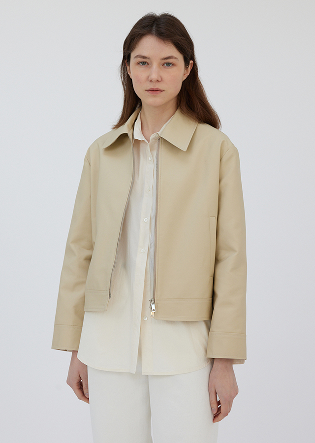 cotton blouson jacket-beige