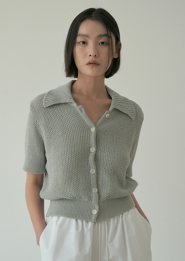 open collar cotton knit-mint