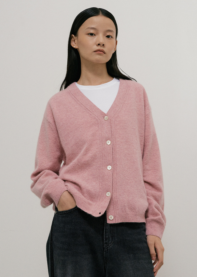 raccoon over fit knit cardigan-indipink