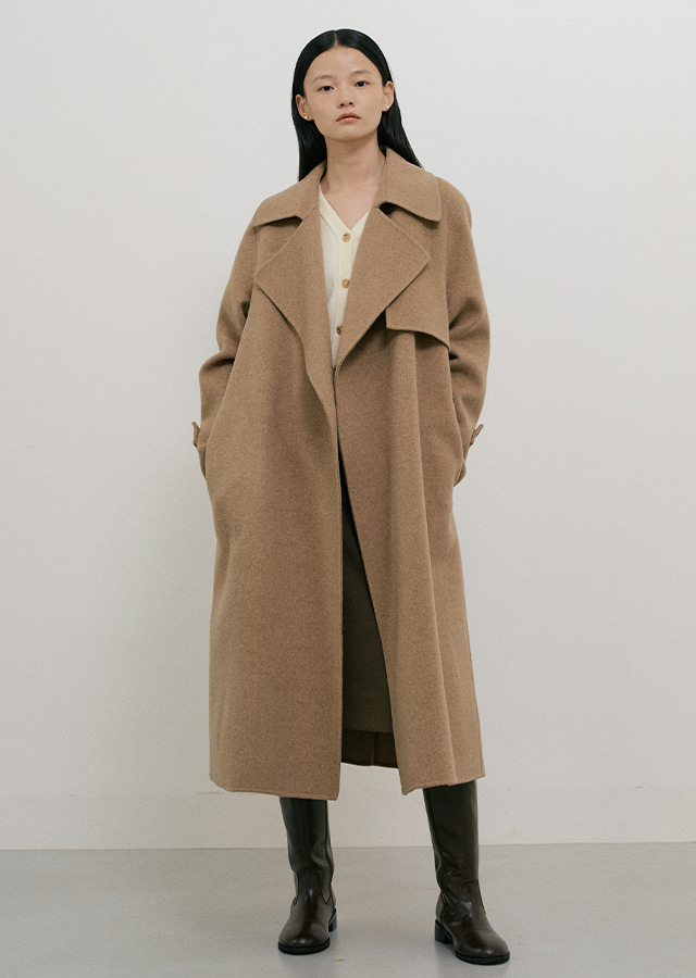 handmade belted trench coat-camel