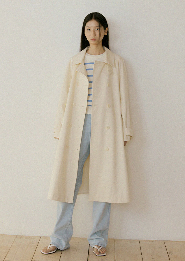 chino double trench coat-ivory