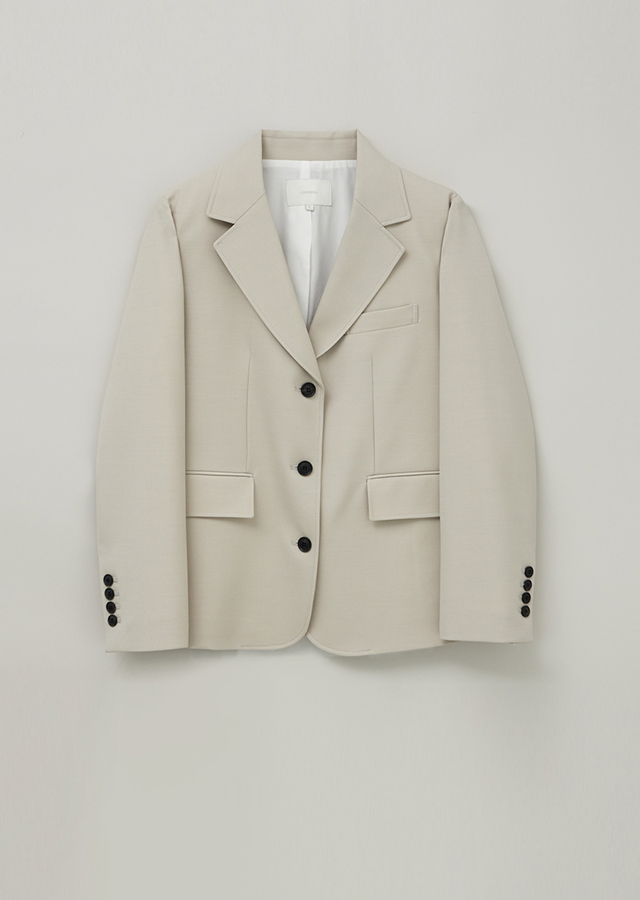 single breasted wool jacket-L.beige