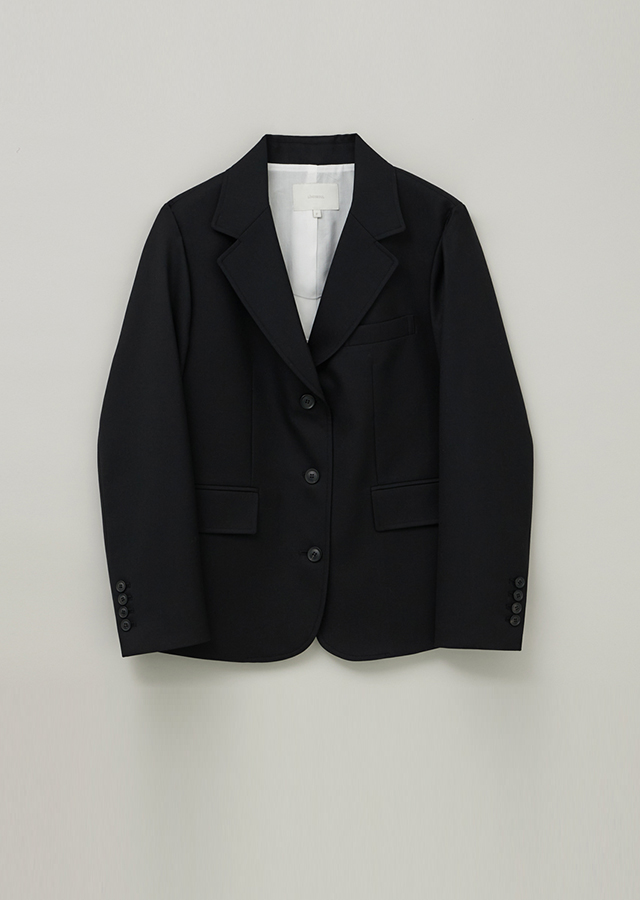 single breasted wool jacket-black