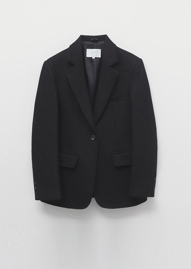 wool blended tailored jacket-black