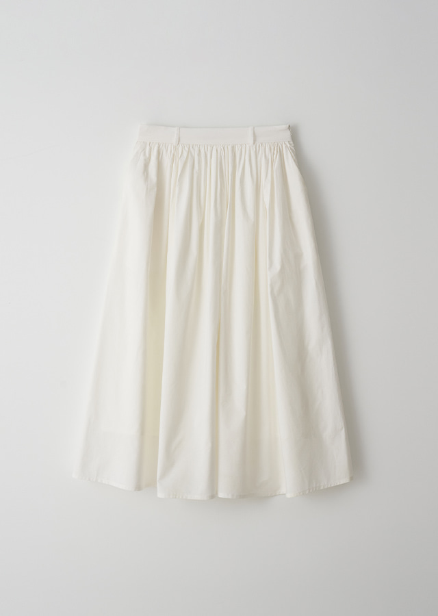 rayon blended shirring skirt-ivory