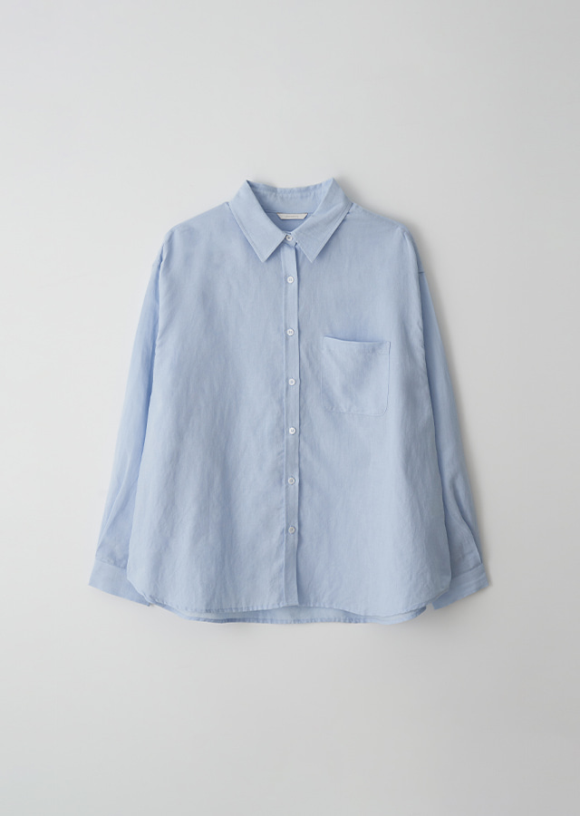[10%] linen bamboo blended wrap shirt-sky blue (6월 20일 이후 예약배송)