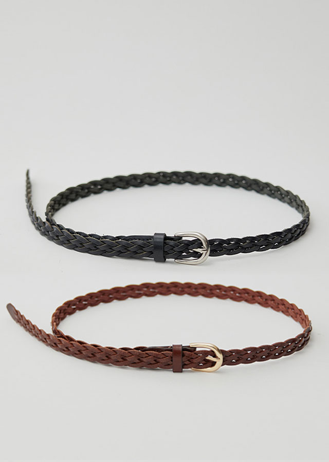 [선물옵션]  20mm braided leather belt-2color