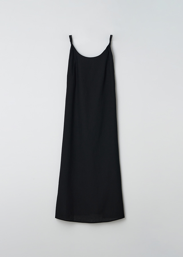 braided linen dress-black