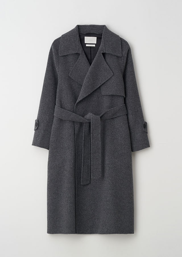 handmade belted trench coat-charcoal