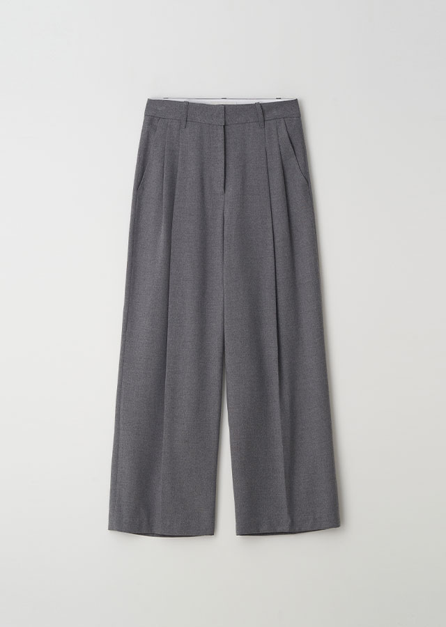 two tuck wide pants-gray