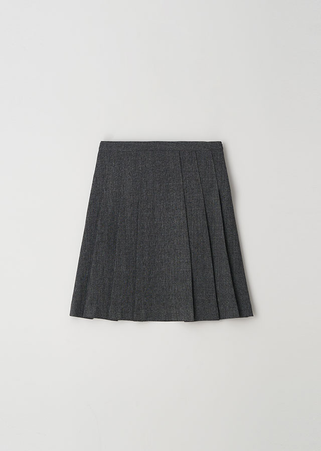 check pleats skirt-gray