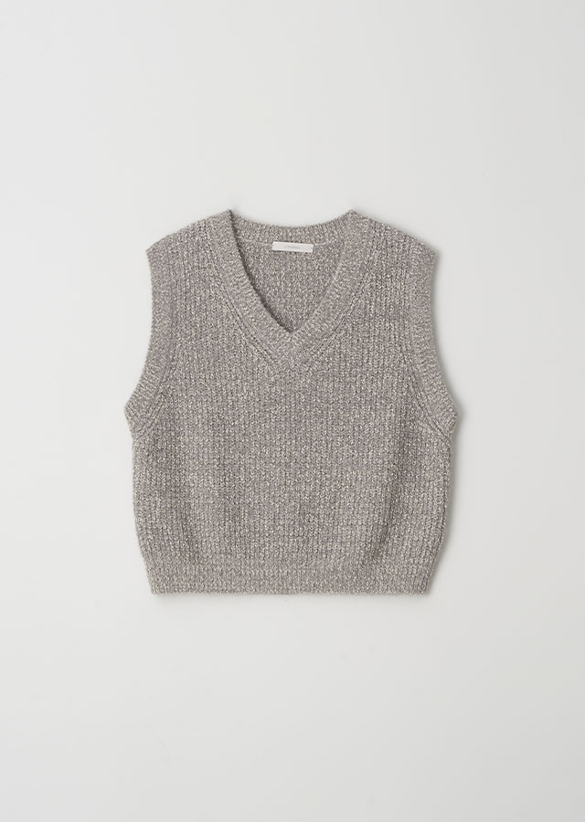 mix knit vest-gray