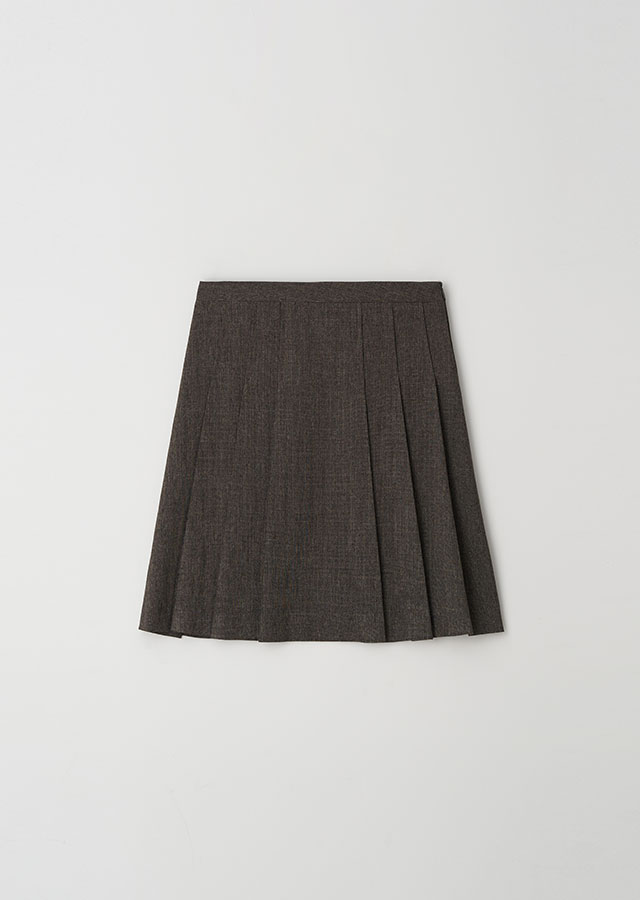 check pleats skirt-brown