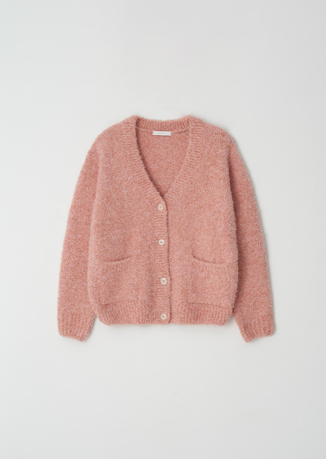 boucle knit cardigan-pink