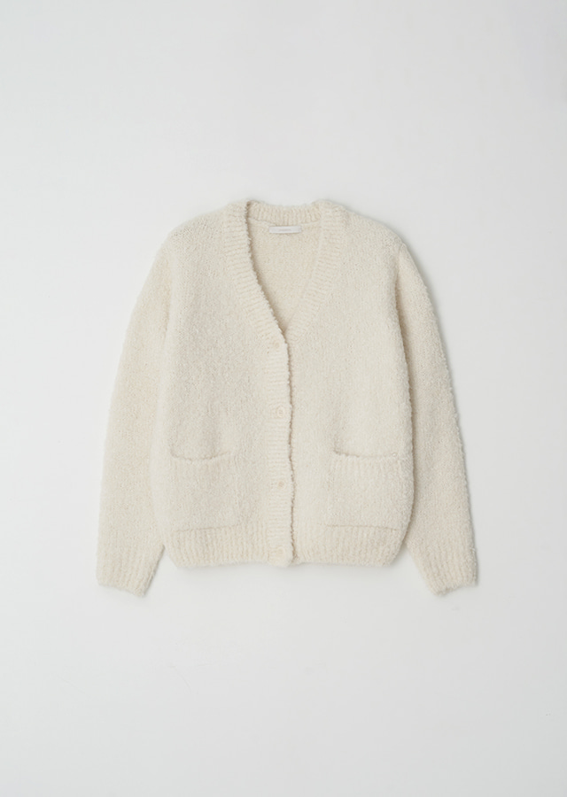 boucle knit cardigan-Ivory