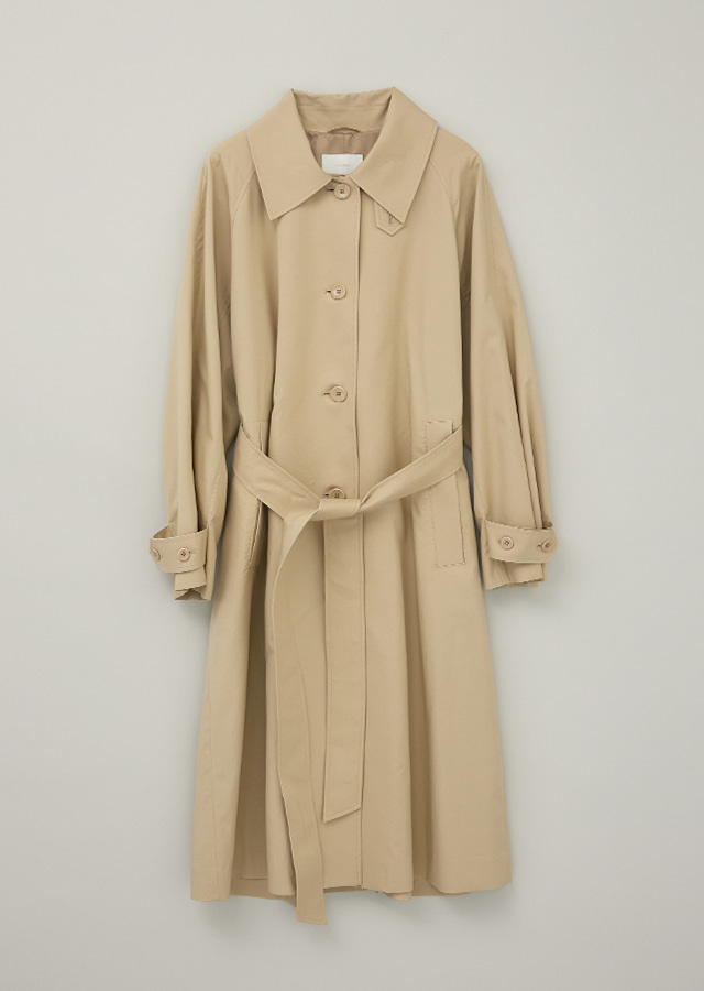 voluminous balmacaan trench coat-D.beige