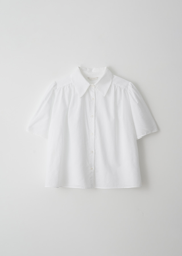 tencel shirring blouse-white